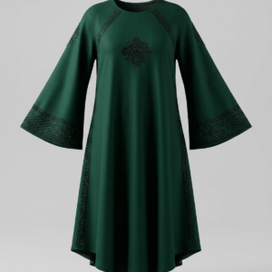 Layla Emerald Embellished Flared Abaya